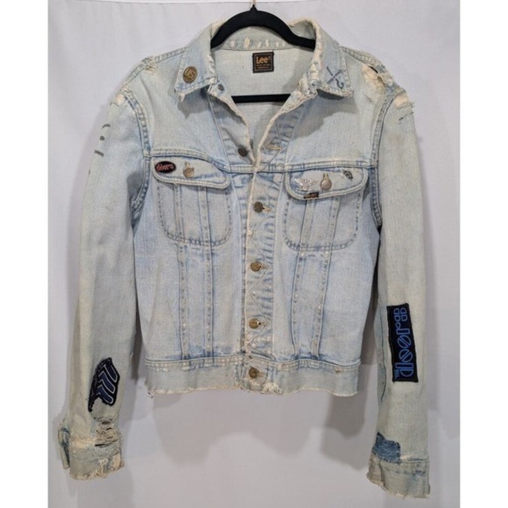 1970s Lee‎ Mens Denim Jacket Made in USA Light Wash Vintage Wear M